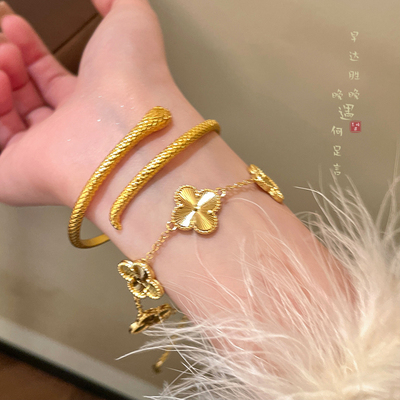 沙金素圈手镯新中式高级感