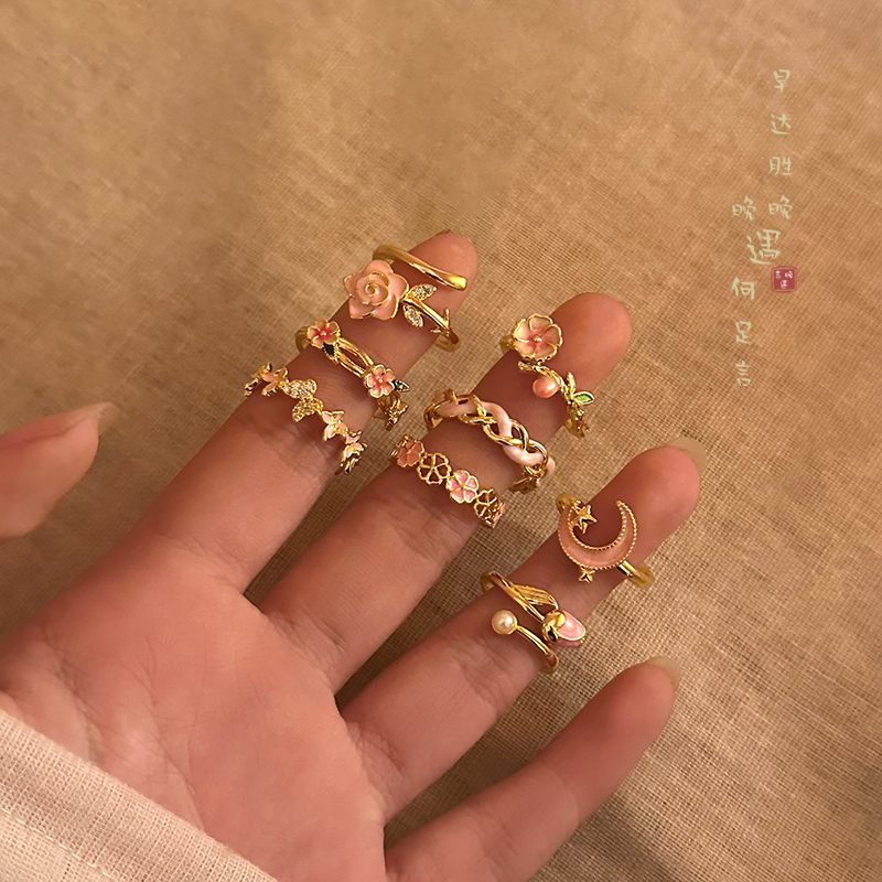 花朵滴釉戒指复古轻奢高级感