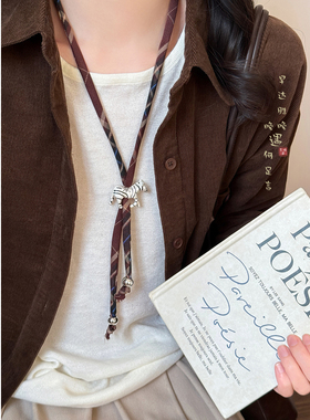 复古拼色小马项链秋冬小众配饰