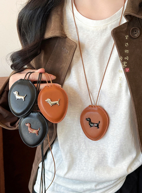 腊肠狗镜子项链复古高级感