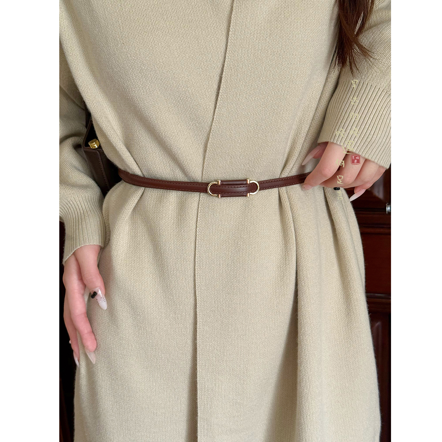 无孔细皮带简约高级感小众