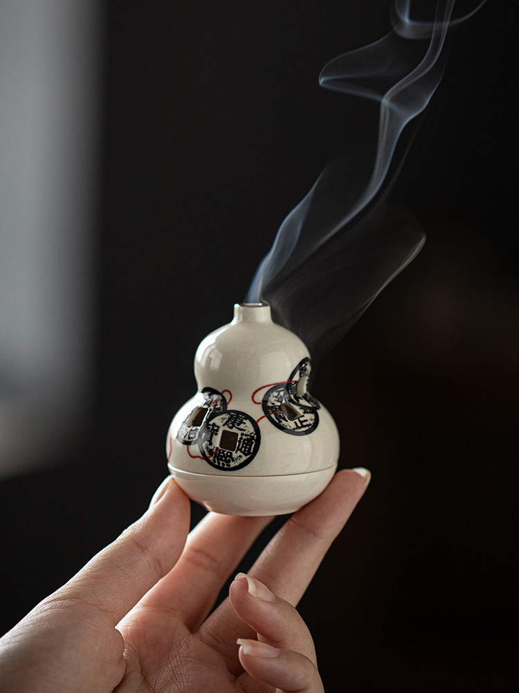 迷你香炉陶瓷小葫芦香炉家用室内檀香沉香小片香座香路小饰品,家居饰品,香薰炉,淘宝优惠券,粉丝福利购,淘宝优惠卷