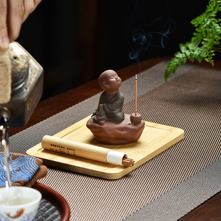 陶瓷小和尚线香炉禅意人物香插香座香薰炉家用室内熏香香道小摆件