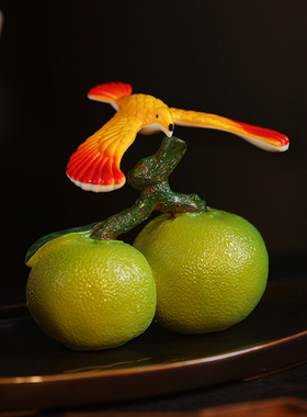 创意变色桔子茶宠摆件茶道茶玩冲水变色可养个性网红茶室茶盘装饰