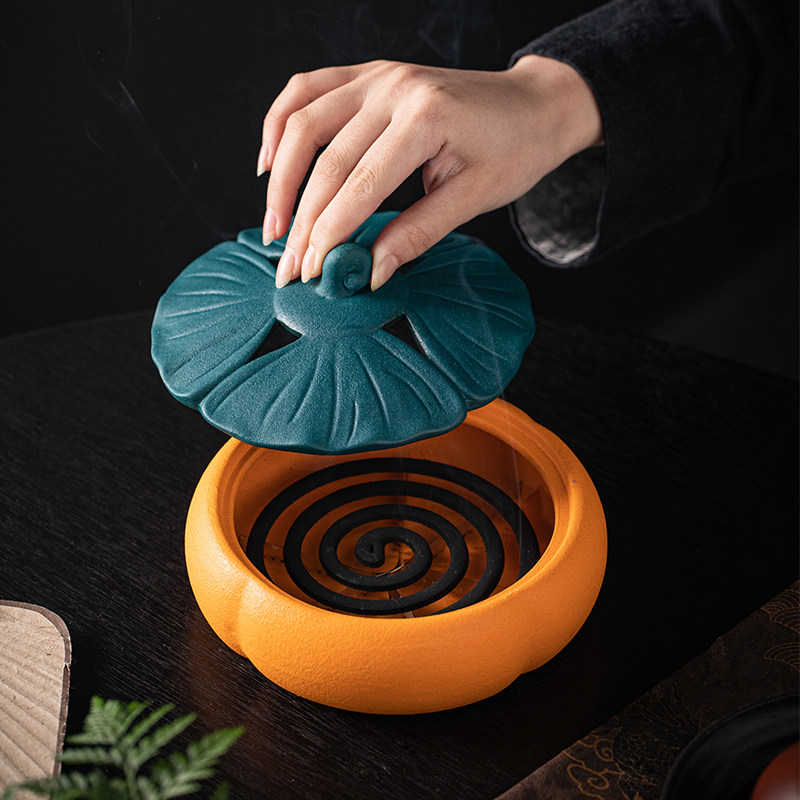 柿柿如意大号陶瓷蚊香炉家用室内蚊香托盘安全防火带盖创意香薰炉,家居饰品,香薰炉,淘宝优惠券,粉丝福利购,淘宝优惠卷