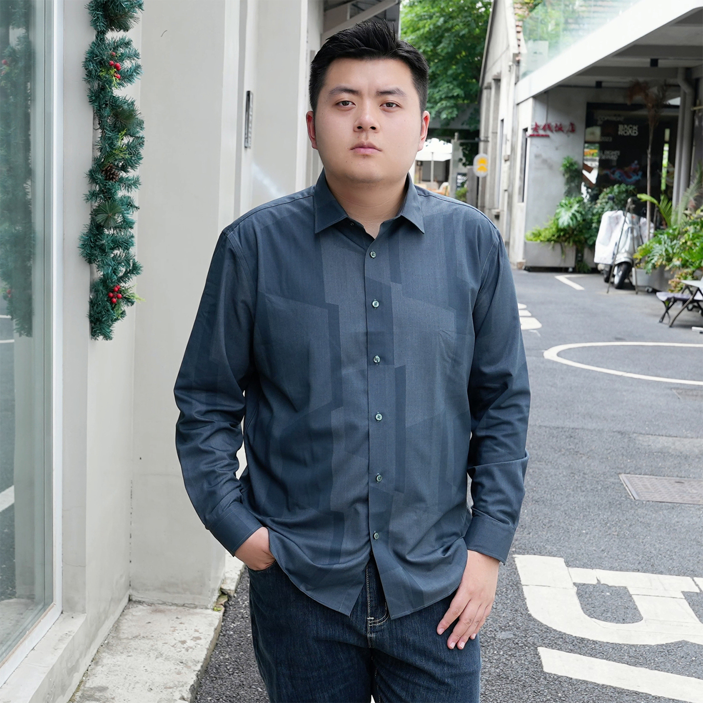 加大码男士长袖衬衫男加肥加大