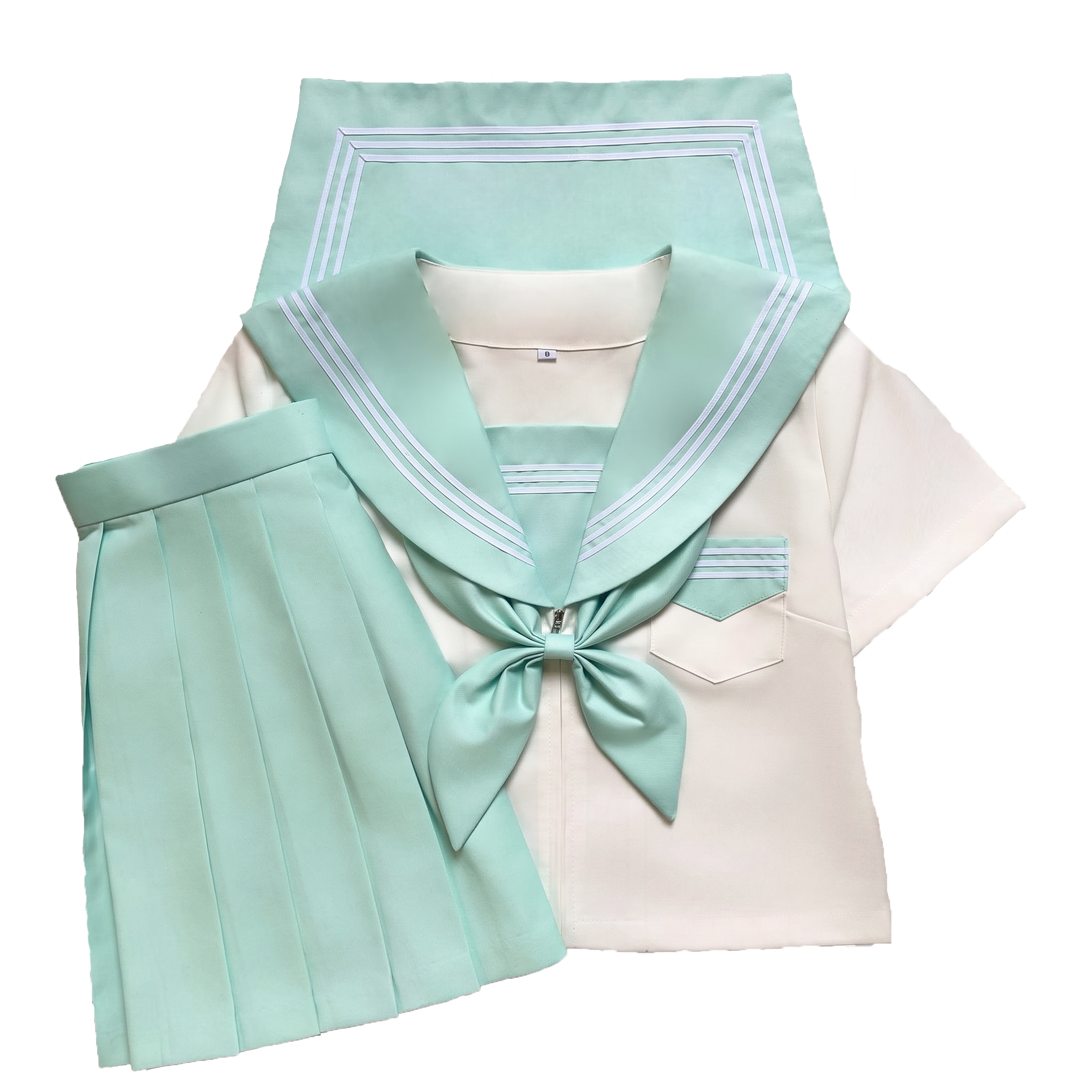 姬物语绿色三本襟日式正统JK制服水手服套装39原创校供直筒学院风