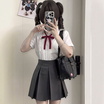 姬物语JK箱褶裙灰色半身裙A字裙正统日系校供学院风毕业照百褶裙