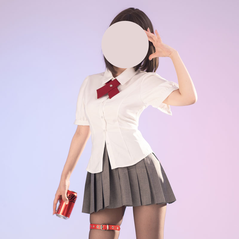 姬物语修身收腰衬衫单排扣泡泡袖