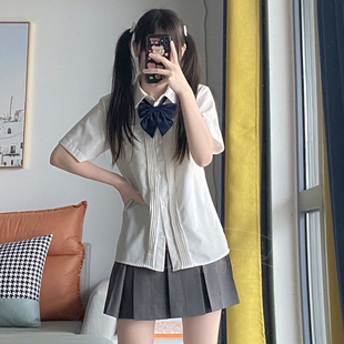 姬物語純色風(fēng)琴褶長(zhǎng)袖 襯衣JK制服日系班服 奶白色襯衫 方領(lǐng)尖領(lǐng)短袖