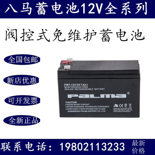 PALMA八马蓄电池PM-12V7A38A65A100A200A12A17A消防主机备用电源