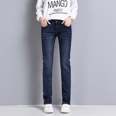 深色直筒牛仔裤弹力显瘦日常通勤