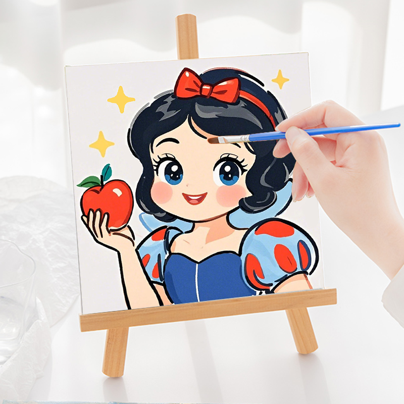 公主数字油画卡通填色diy手工填充油彩画丙烯儿童简单涂色装饰画图片