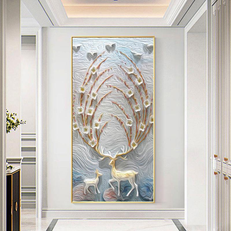 diy数字油彩画长角麋鹿 童油画填色小尺寸治愈手工画画涂色画填充