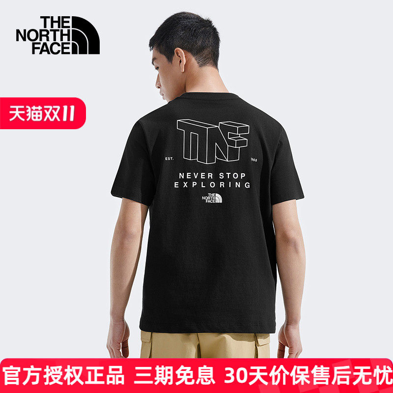TheNorthFace北面短袖男女款25春夏户外休闲透气纯棉印花半袖8EYA