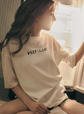 orm同款KEEP字母印花纯棉短袖T恤复古美式宽松百搭情侣上衣ins潮