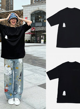 orm同款2025新款腊肠小狗印花短袖T恤overseas宽松百搭情侣上衣潮