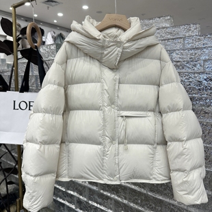 2025冬新款时尚抽绳花苞连帽云朵泡芙简约短款羽绒服小个子女百搭