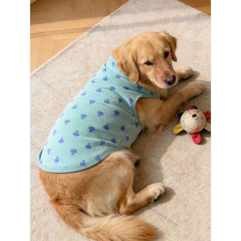 宠物狗狗衣服春秋款超萌小蘑菇印花亲肤背心大型犬金毛拉布拉多