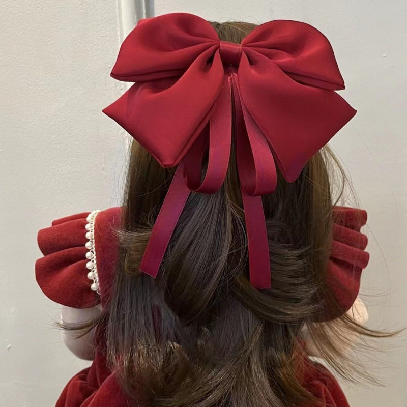 高级感儿童大蝴蝶结发夹公主后脑勺过新年头饰小女孩红色女童发饰