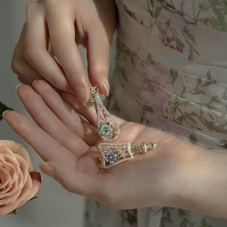 松石琴~新中式仙气小发夹 侧边碎发刘海夹子女复古迷你发卡头饰品