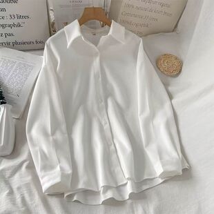 学院上衣长袖白衬衫女秋冬设计感小众初秋内搭宽松外套衬衣服秋装