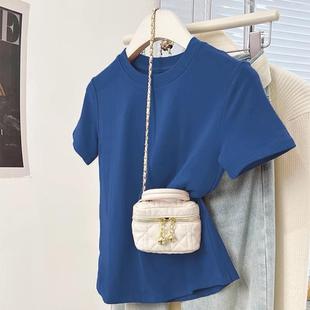 显瘦上衣 正肩圆领纯棉短袖 t恤女ins潮牌夏季 新款 辣妹打底体恤修身