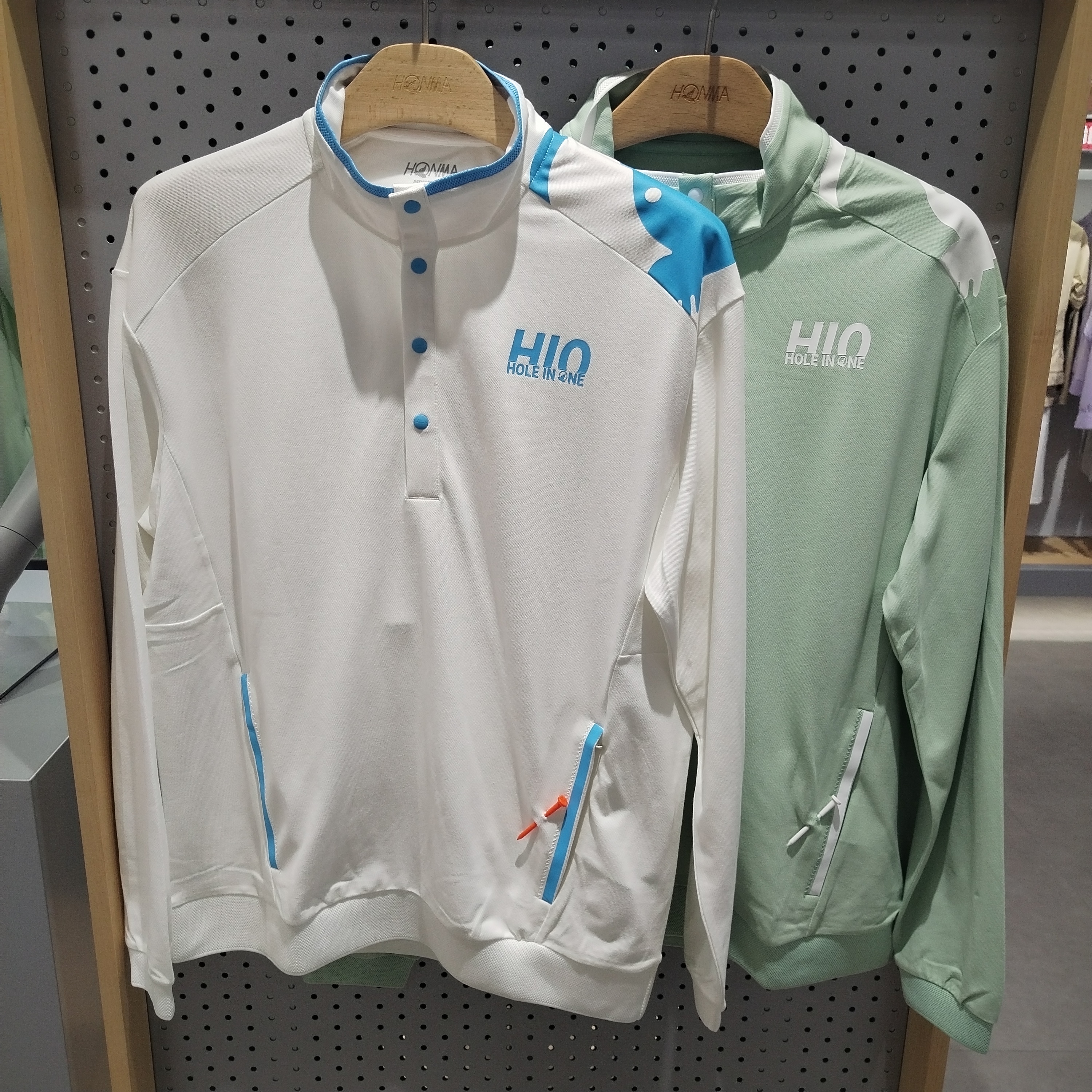 HXNMA男士高尔夫棉感弹力户外运动休闲纽扣小高领POLO领卫衣外套
