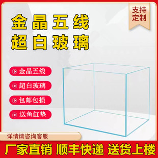 金晶五线超白鱼缸客厅生态缸溪流缸高清超白缸透明玻璃鱼缸定制