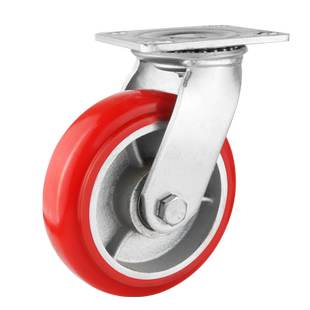 重型脚轮圆弧聚氨脂6寸8寸铁芯PU轮万向轮静音耐磨定向轮手推车轮