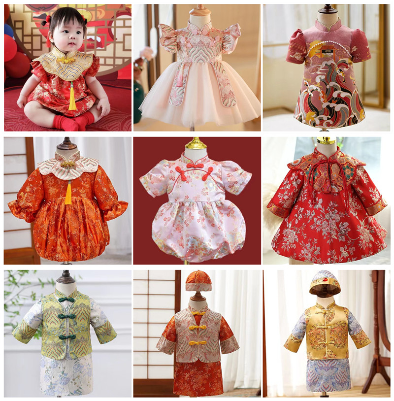 出租男女宝周岁抓周服唐装抓阄服图片