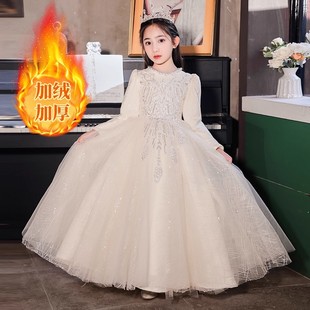 出租女童晚礼服秋冬2025高端花童公主裙主持人儿童钢琴演奏女长袖