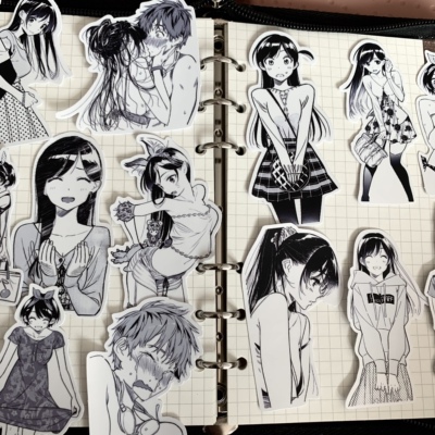黑白动漫贴纸租借女友贴纸