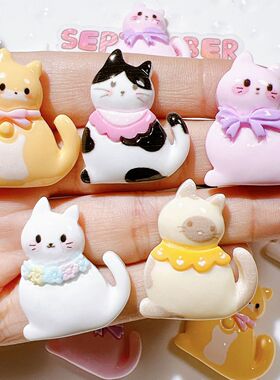 树脂配件批发diy配饰手工材料水杯贴奶油胶儿童发饰贴片领结猫