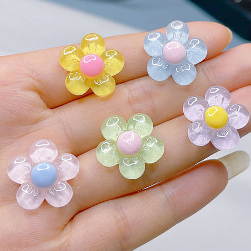 冰透马卡龙色树脂花朵diy饰品配