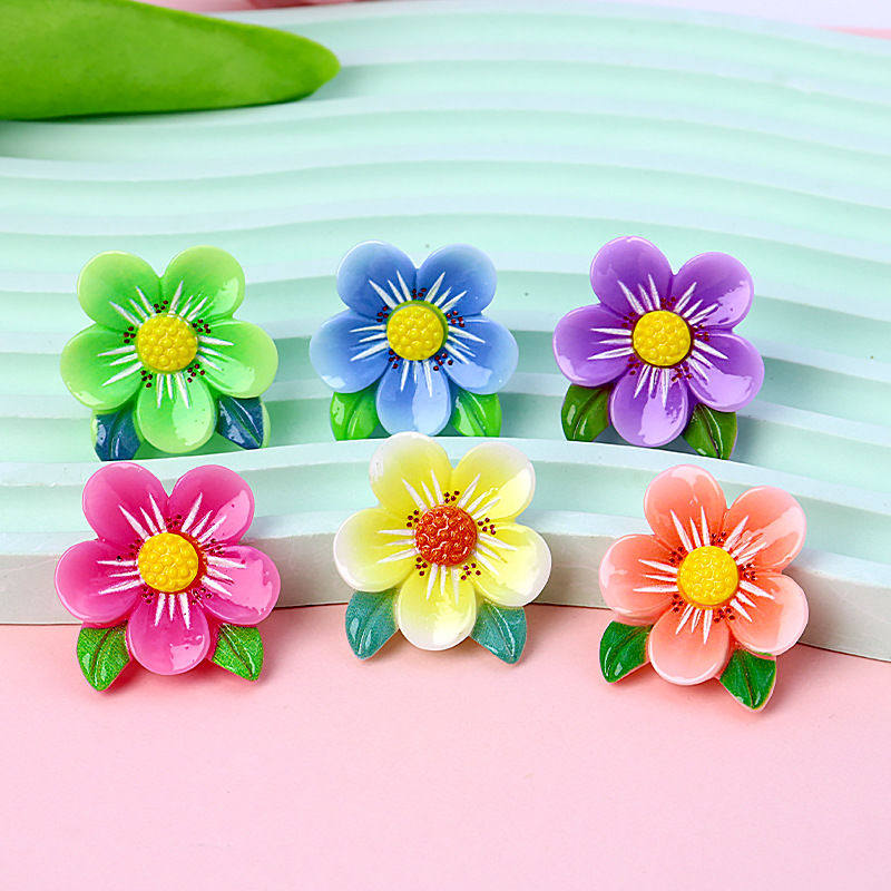 跨境新款梅花花朵树脂配件奶油胶DIY发饰头绳发夹DIY材料糖果色