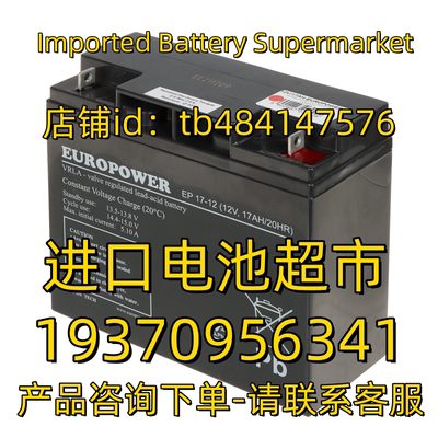 EUROPOWER蓄电池 VRLA BATTERY EP17-12 12V17AH 20HR 免维护电池