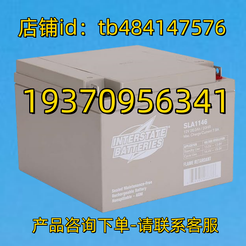 INTERSTATE BATTERIES 蓄电池 SLA1146 12V 26.0AH 20HR AGM 电池