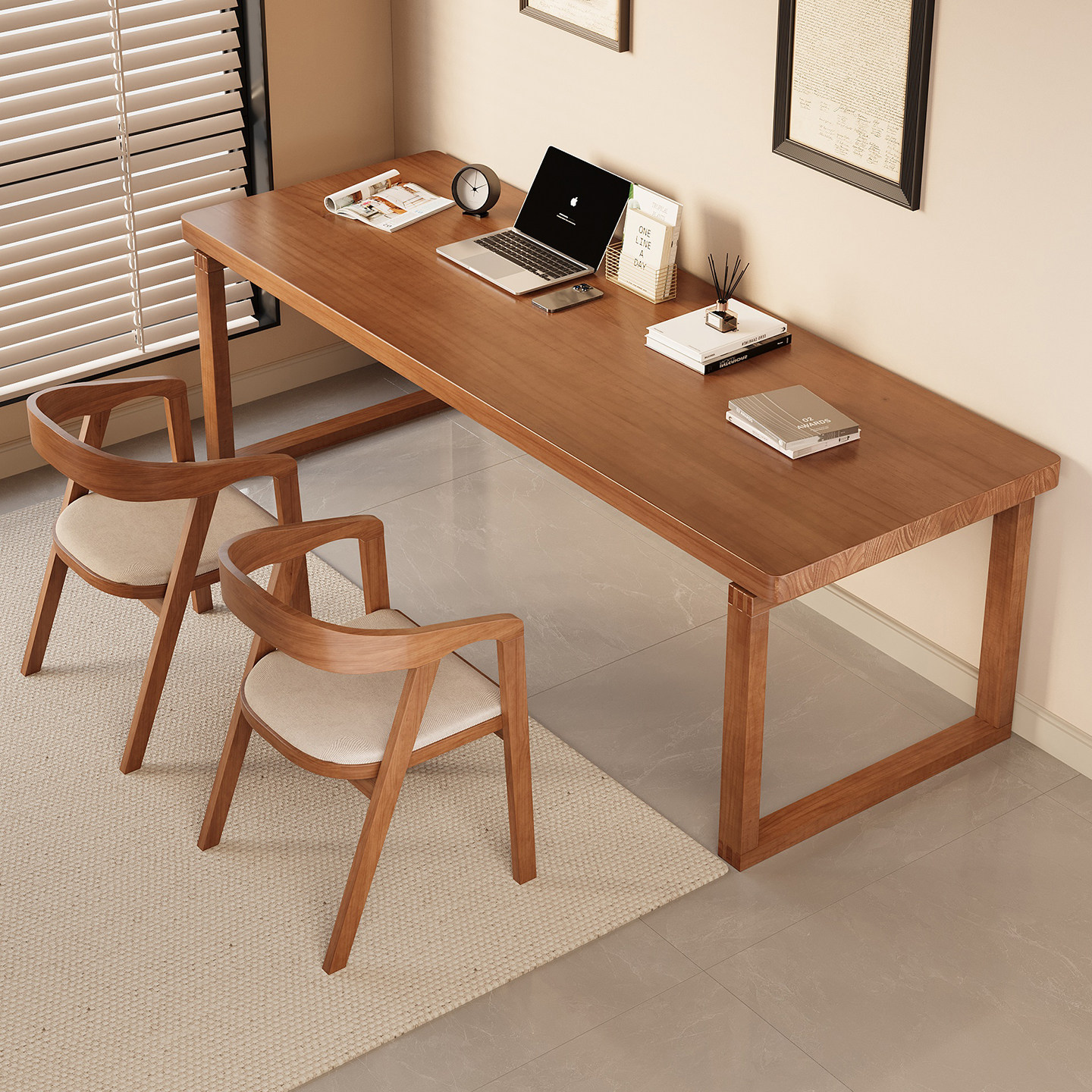 台式电脑桌家用实木双人书桌学习桌长条桌靠墙办公桌工作台写字桌,住宅家具,电脑桌,淘宝优惠券,粉丝福利购,淘宝优惠卷