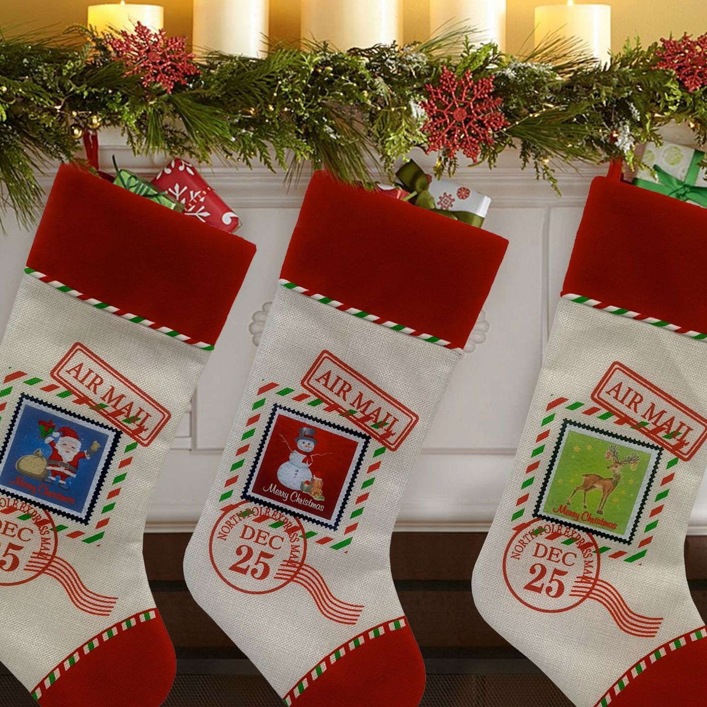 跨境圣诞节挂饰装饰品圣诞老人麋鹿圣诞袜礼物袋圣诞袜子挂件批发