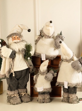跨境简约圣诞装饰品可爱圣诞老人公仔摆件家居立体玩偶装饰配件