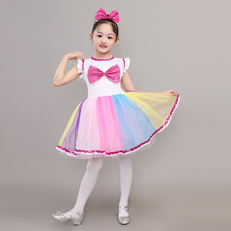 六一儿童演出服女童蓬蓬裙纱裙幼儿园舞蹈服公主蝴蝶结表演服
