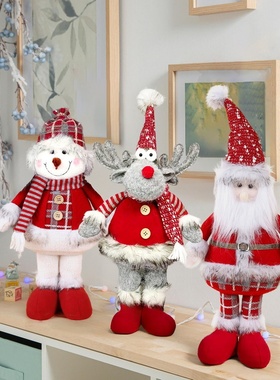 圣诞毛绒玩具老人雪人圣诞树装饰品玩偶摆件家居礼物卡通站姿公仔