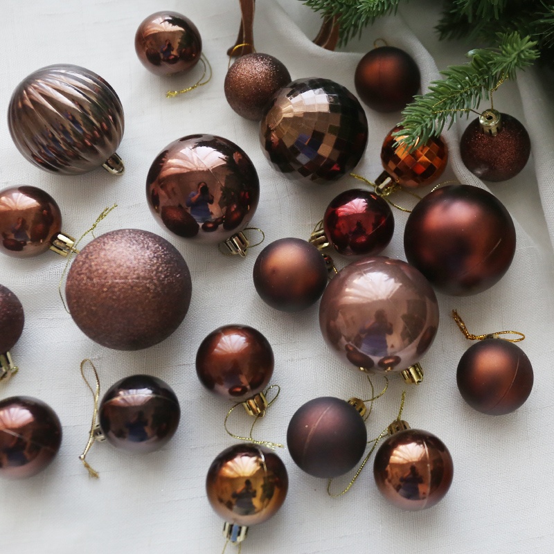 4-8CM咖啡色圣诞球棕色球圣诞装饰品6CM圣诞树挂饰挂件酒店美陈