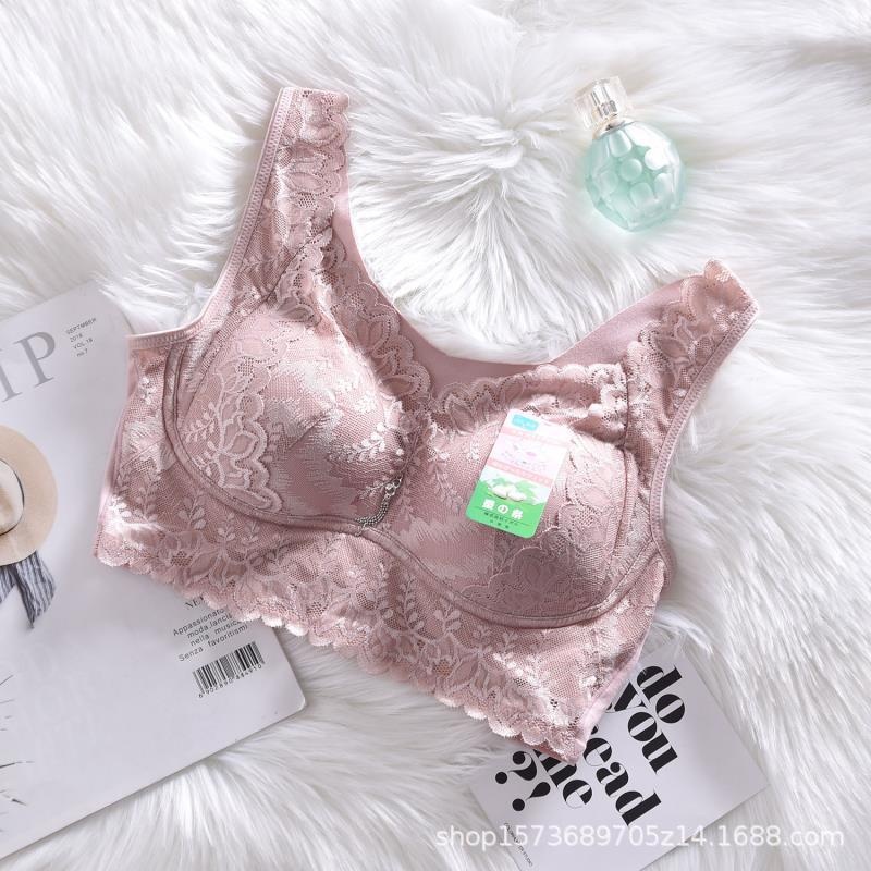 2019新款全蕾丝无钢圈聚拢大码女内衣 内衣无痕透气背心式文胸
