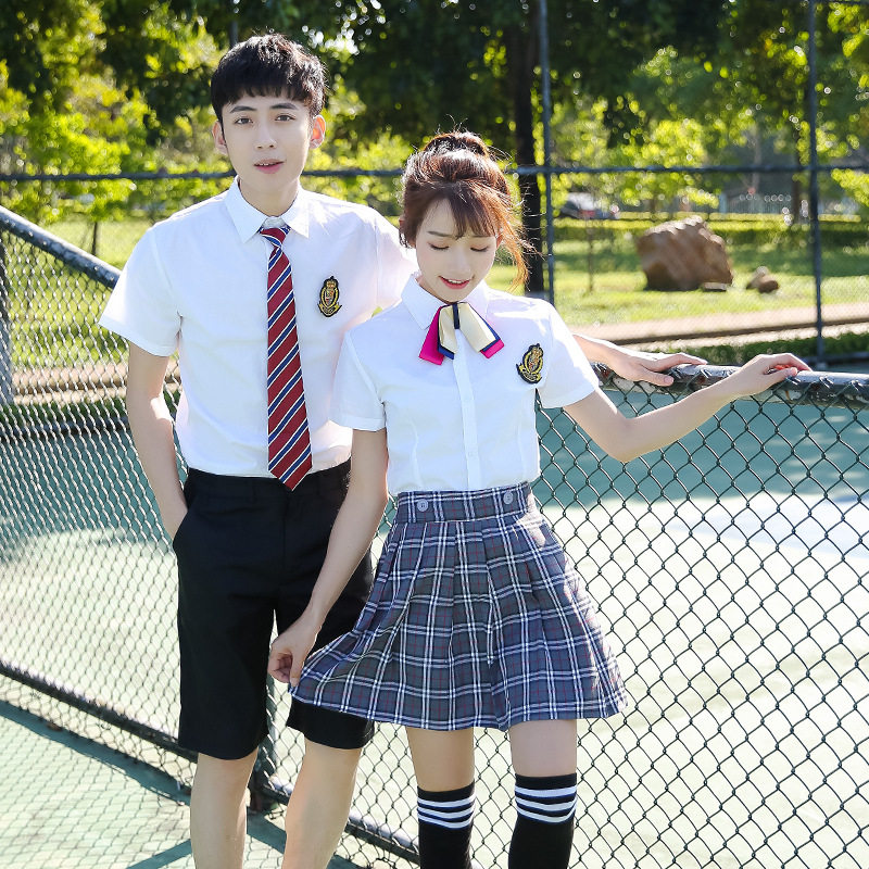 【加十分】毕业班服韩版英伦学院风假背带装饰校服JK制服套装批发