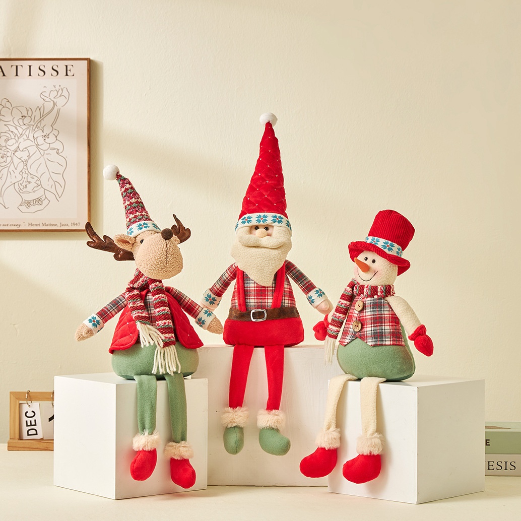 圣诞节装饰品场景布置圣诞老人雪人麋鹿公仔娃娃橱窗布置礼物摆件