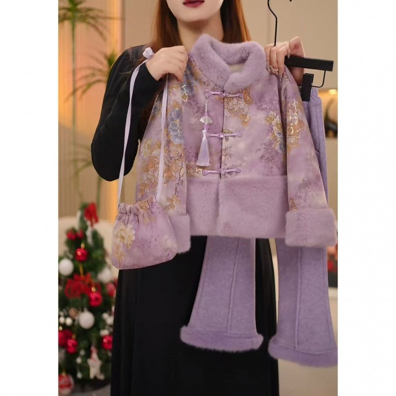 女童2025新款拜年服套装冬装棉衣中大童加绒汉服国风中式加厚外套,童装/婴儿装/亲子装,儿童运动套装,淘宝优惠券,粉丝福利购,淘宝优惠卷