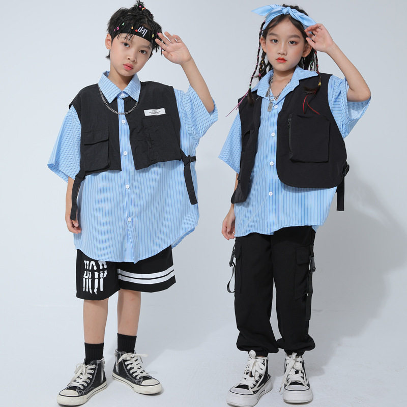 街舞儿童潮服嘻哈童装帅气表演服男童hiphop表演服架子鼓演出服潮