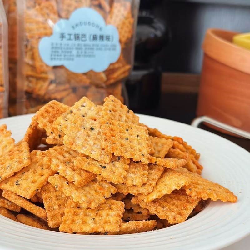 宁波食颜悦色桑坡手工锅巴500g袋装大纯丰食品牛排麻Y辣味大米锅